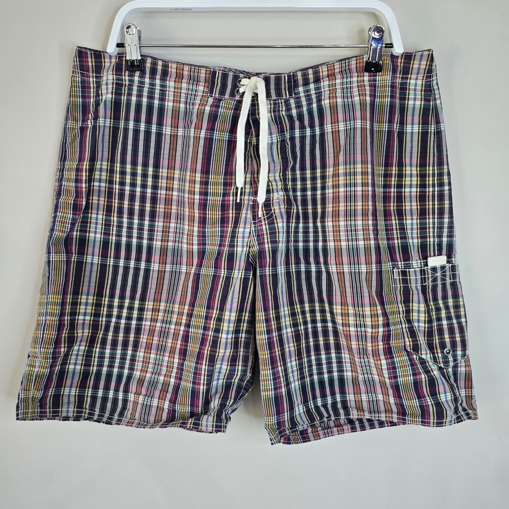 Polo Ralph Lauren Mens 36 Plaid Swim Trunks Multicolor Cargo Pocket Drawstring